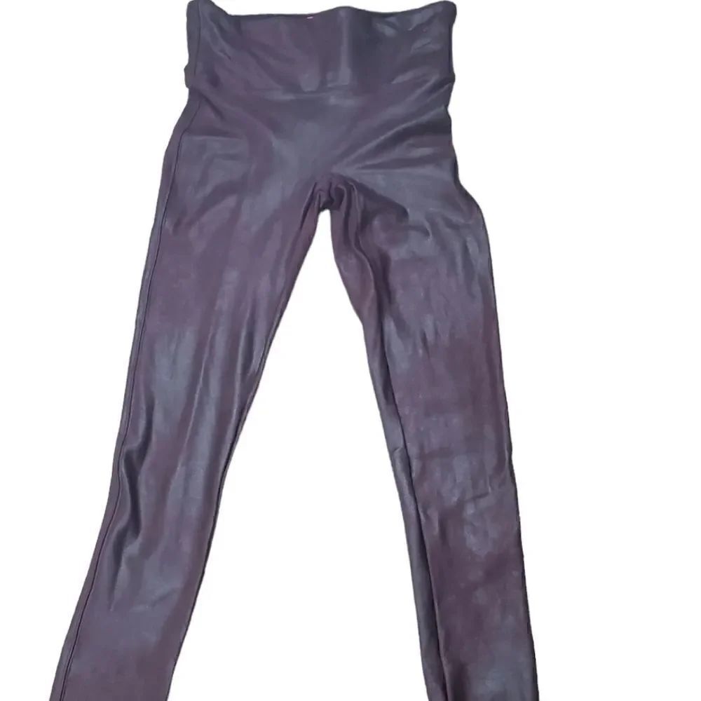 Spanx Purplish Brown Irridecent Faux Leather Leggings